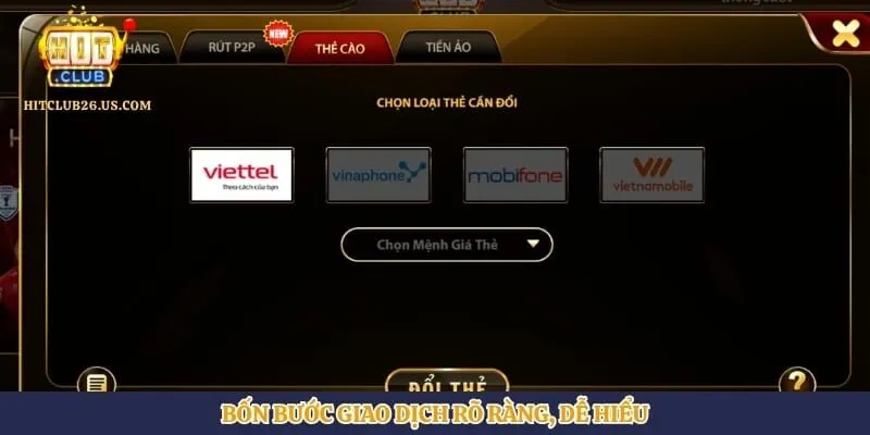 Rút Tiền Hitclub | Hình số 3 Bốn bước giao dịch rõ ràng, dễ hiểu