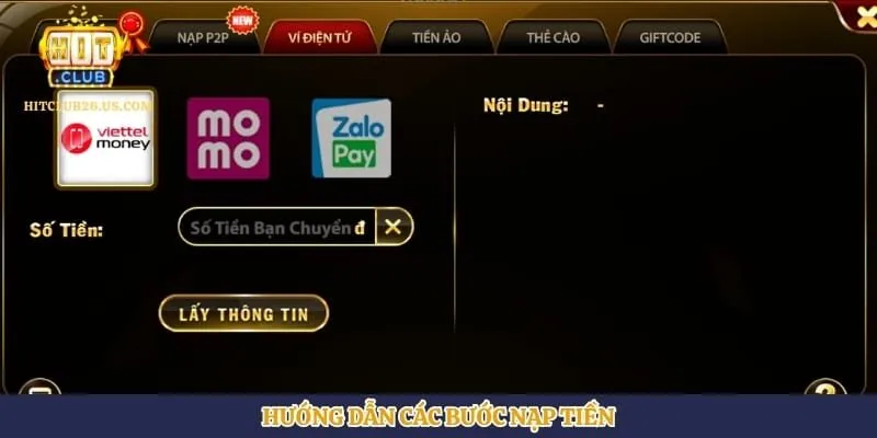 Nạp Tiền Hitclub | Hình số 2 Hướng dẫn các bước nạp tiền